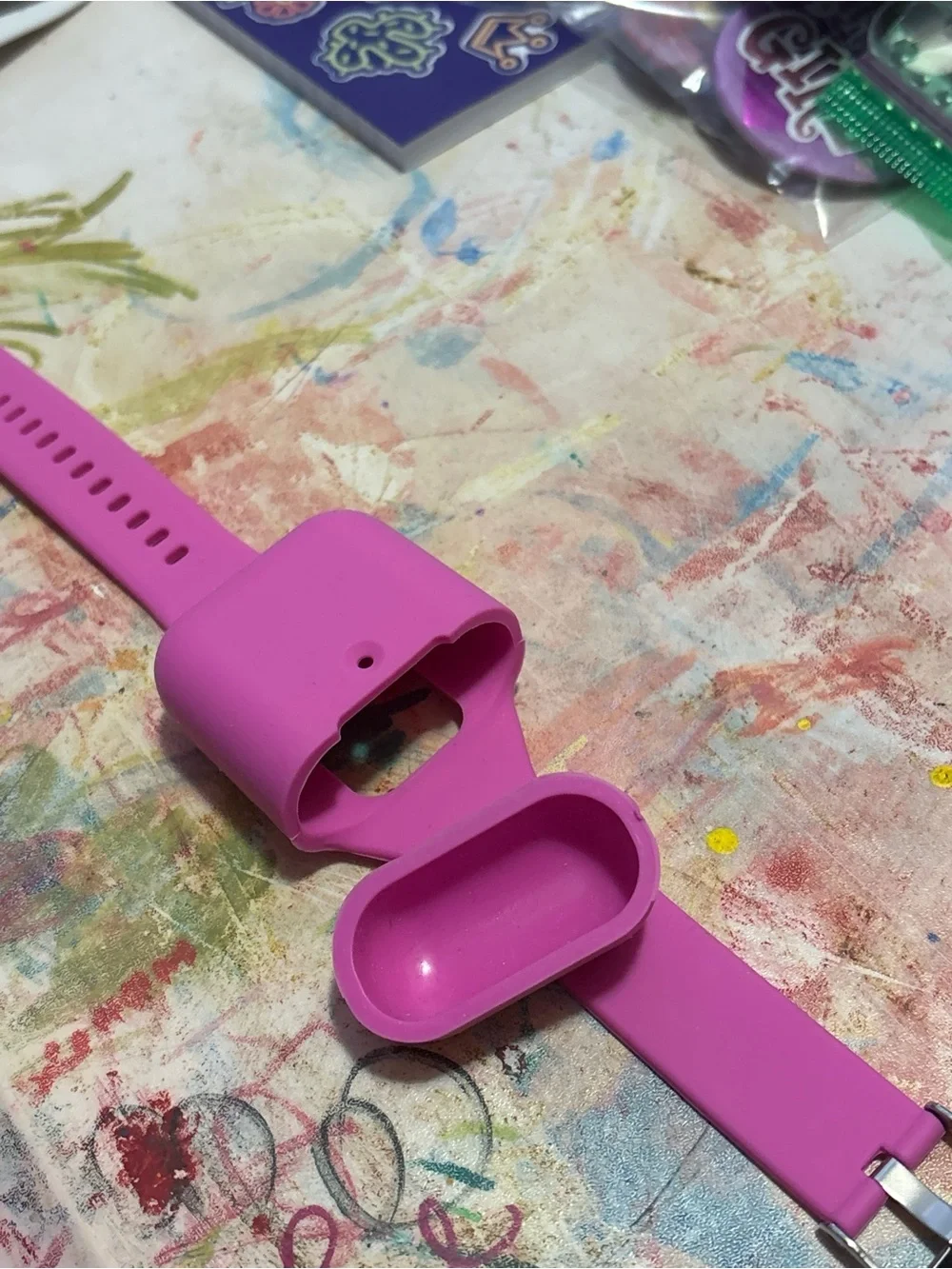 Pink Silicone AirPod Case wristband (fits AirPod Gens 1 & 2)
